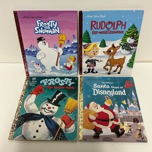 Little Golden Book Christmas Lot 4 Books Frosty Rudolph Disney Vintage & Modern